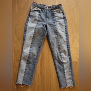 Garage Two-Tone High Rise Mom Jeans